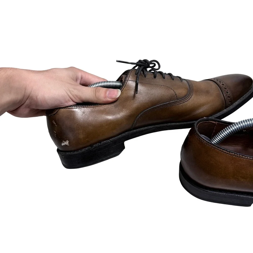Allen Edmonds Fifth Avenue Oxford Mens 7.5 Brown Leather Cap Toe Brogue Shoes